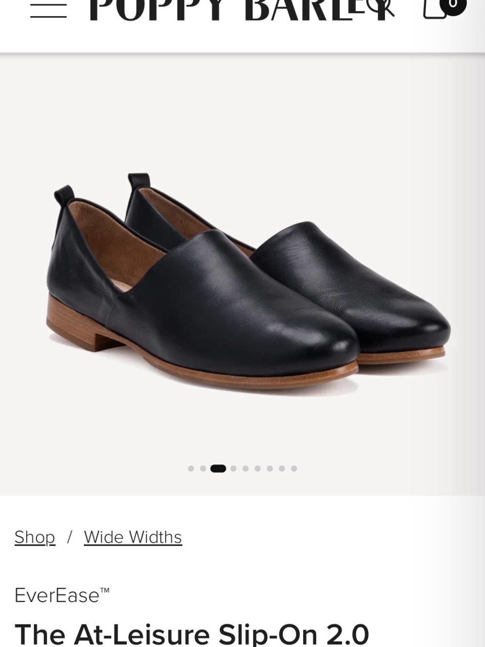 Poppy Barley Black Leather Slip-On Flats 2.0 7 wide